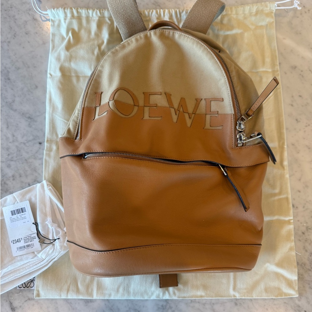 Loewe Beige and Camel Leather Backpack